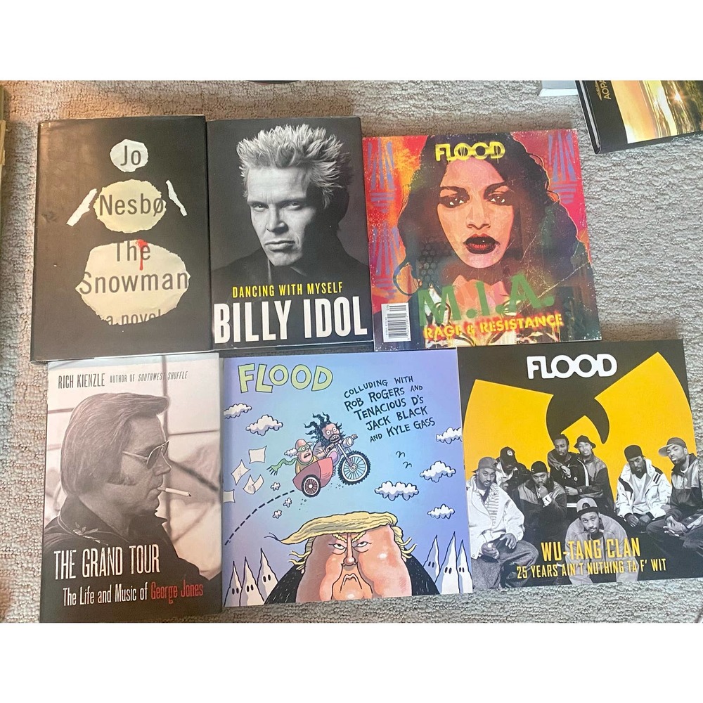 Lot of 6 Music Celebrity books/mags. bundle Billy Idol, George Jones, Flood